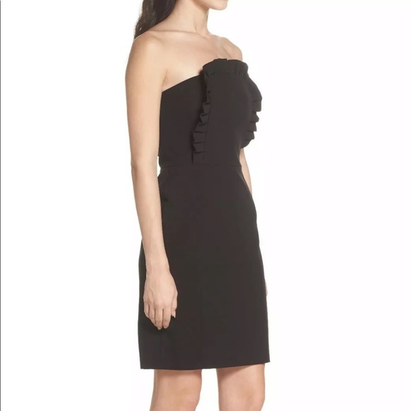 CLOVER & SLOANE STRAPLESS RUFFLE NECKLINE DRESS - Picture 2 of 9